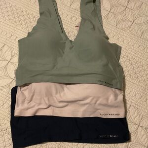 Lucky Brand Bralette Trio in Sage, Blush, and Navy